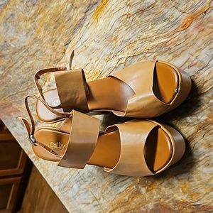 CATHY JEAN Tan Platform Wedge Heels Shoes-10